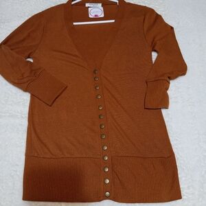 Zenana Snap Plus Cardigan Sweater Light Brown NEW